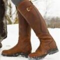 Dy57op (Cilili)Damen Winter Warm Neutral Med Heels Cool Retro Zip Riding Schneestiefel Schuhe