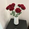 Sweetyhome 6 Stücke Rote Rosen Künstliche Blumen Gestrickte Blume Mit Langen Stielen Realistische Künstliche Rosensträuße Für Brautstrauß Blumenhochzeitsfeier Ho