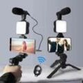 Pomo Outdoor Mobiles Stativ-Set Mit Mikrofon, Led-Fülllicht, Handheld-Liveübertragung, Tragbares Mini-Fotografie-Liveübertragungs-Fülllicht