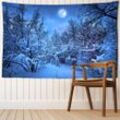 Super Nach Schnee Wald Nacht Ansicht Wandteppich Hängen Böhmischen Mystische Hexerei Kunst Ästhetik Zimmer Home Decor