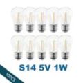 Foroureyes Lighting Led 10er-Pack 5v S14 Glühlampe Solar-Lichterkette E27 E261w Warmweiß Led-Glühbirnen Mit Pc-Abdeckung