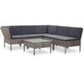 Vidaxl - 6-tlg. Garten-Lounge-Set mit Auflagen Poly Rattan Grau Grau