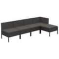 Vidaxl - 5-tlg. Garten-Lounge-Set mit Auflagen Poly Rattan Schwarz Schwarz