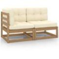 Vidaxl - 2tlg. Garten-Lounge-Set mit Kissen Honigbraun Massivholz Kiefer