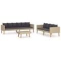 Vidaxl - 3-tlg. Garten-Lounge-Set mit Auflagen Poly Rattan Beige