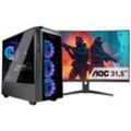 G (A bis G) CAPTIVA Gaming-PC-Komplettsystem "Highend Gaming R82-992 TFT Bundle" Computer-Komplettsysteme Gr. ohne Betriebssystem, 32 GB RAM 1000 GB SSD, schwarz