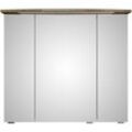 Badezimmerspiegelschrank SAPHIR "Serie 4010 Badezimmer-Spiegelschrank inkl. LED-Beleuchtung im Kranz", braun (eiche ribbeck quer nachbildung), B:82cm H:71,9cm T:26,5cm, Spanplatte, Schränke, Badschrank 82 cm breit, 3 Türen, 6 Glas-Einlegeböden, inkl Türdämpfer