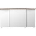 Badezimmerspiegelschrank SAPHIR "Serie 4010 Badezimmer-Spiegelschrank inkl. LED-Beleuchtung im Kranz", braun (eiche ribbeck quer nachbildung), B:142cm H:71,9cm T:26,5cm, Spanplatte, Schränke, Badschrank 142 cm breit, 3 Türen, 6 Glas-Einlegeböden, inkl Türdämpfer