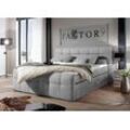 Boxspringbett ED EXCITING DESIGN "Sacramento" Komplettbetten Gr. Webstoff mit zwei Bettkästen, Liegefläche B/L: 180cm x 200cm, Gewicht bis: 120 kg + 120 kg H2 + H2, 7-Zonen-Tonnentaschen-Federkernmatratze, grau (grau inari 91) Boxspringbett inkl. zwei Bettkästen und Topper