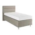 Boxspringbett WESTFALIA SCHLAFKOMFORT, beige (struktustoff dunkelbeige), ohne LED-Beleuchtung, Liegefläche B/L: 100cm x 200cm, H3, 5-Zonen-Tonnentaschen-Federkernmatratze, Bezug Unterbox und Kopfteil: Strukturstoff (77% Polyester und 23% Viskose), Bezug Obermatratze 100% Polyester, waschbar bis 60u00b0C, Komplettbetten, Boxspringbett, wahlweise mit LED-Beleuchtung