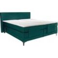 Boxspringbett ALINA "Powell" Komplettbetten Gr. Samt, Liegefläche B/L: 160cm x 200cm, Gewicht bis: 100 kg + 100 kg H3 + H3, 5-Zonen-Tonnentaschen-Federkernmatratze, grün (opalgrün dmo 123) Boxspringbett inkl. Motor, Matratze und Topper, in unterschiedlichen Ausführungen