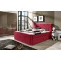 Boxspringbett PLACES OF STYLE "Atlanta", rot, B:180cm L:221cm, Stoff, Massivholz, Kunststoff, Komplettbetten, Boxspringbett, inklusive Topper und Bettkasten