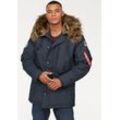 Parka ALPHA INDUSTRIES "POLAR JACKET", Herren, Gr. M, blau (07 rep. blau), Web, Obermaterial: 53% Nylon, 47% Polyester. Futter: 100% Nylon. Wattierung: 100% Polyester. Beschichtung: 100% Polyester, unifarben, modisch, normal, Langarm mit Windstopper, Jacken