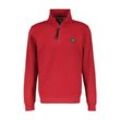 Sweatshirt LERROS "LERROS Sweat-Troyer mit dezentem Nadel-Steppmuster" Gr. L, rot (ruby red) Herren Sweatshirts