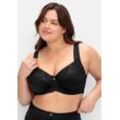 Minimizer-BH mit floraler Spitze und tonigen Streifen, schwarz, Gr.90G