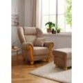 Loungesessel HOME AFFAIRE "Milano Vintage, Hochlehnsessel, Ohrensessel", beige, B:94cm H:106cm T:93cm, Sessel, hoher Sitzkomfort mit hoher Rückenlehne, incl. Zierkissen