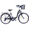 Cityrad FASHION LINE "6-Gang Citybike" Fahrräder Gr. 43 cm, 26 Zoll (66,04 cm), schwarz (schwarz, schwarz)