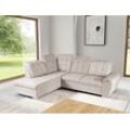 Ecksofa WERK2 "Brindisi L-Form" Sofas Gr. B/H/T: 263 cm x 105 cm x 212 cm, Struktur weich, Ottomane links, mit Bettfunktion und Bettkasten, beige (creme) mit verstellbaren Kopfteilen, Bettfunktion & Bettkasten