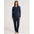 Schlafanzug CALIDA "Sweet Dreams" Gr. L (48/50), blau (peacoat blue) Damen Homewear-Sets Pyjamas lässig-lockere Passform