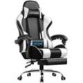 GTPLAYER Gaming-Stuhl Bürostuhl mit Massagefunktion, Fußstütze, Kopfstütze (Packung), Ergonomischer Gamer Stuhl, Maximale Belastung 150 kg, 360° drehbar, weiß