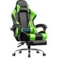 GTPLAYER Gaming-Stuhl Bürostuhl mit Massagefunktion, Fußstütze, Kopfstütze (Packung), Ergonomischer Gamer Stuhl, Maximale Belastung 150 kg, 360° drehbar, grün