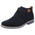 Schnürstiefelette RIEKER Gr. 45, blau (dunkelblau) Herren Schuhe mit kariertem Innenfutter