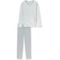 Schiesser Pyjama Damen Baumwolle gestreift, grau