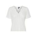 VERO MODA V-Shirt 'Sao' Snow White, Unifarben, Weiß - Gr. XS