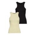 VERO MODA Tank Top 'Natasha' Lemon Meringue Black, Unifarben, Gelb - Gr. XS