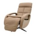 Relaxsessel MCW-L11, Design Fernsehsessel TV-Sessel Liegesessel, Liegefunktion drehbar, Voll-Leder ~ taupe