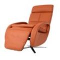 Relaxsessel MCW-L11, Design Fernsehsessel TV-Sessel Liegesessel, Liegefunktion drehbar, Voll-Leder ~ terracotta-braun