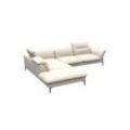 Ecksofa FLEXLUX "Salino, Funktionssofa mit Ottomane, Relaxsofa, Ecksofa", weiß (warm weiß), Sofas, B/H/T: 287cm x 88cm x 239cm, Echtleder, lange Ottomane links, Lederoptik, Sofa mit Arm- und Kopfteil-Verstellungen, Kaltschaum & Stahl-Wellen, B:287cm H:88cm T:239cm