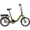 E-Bike SAXONETTE "Compact plus S" E-Bikes Gr. 42 cm, 20 Zoll (50,80 cm), grün (olivgrün) E-Bikes