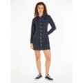 Cordkleid TOMMY JEANS "TJW SLIM LS WASHED CORD DRESS" Gr. XS (34), N-Gr, blau (schwarz night navy) Damen Kleider in modischem Cordmaterial