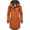 Regenjacke PEAK TIME "L60042", Damen, Gr. 4XL (48), rot (rotbraun), Obermaterial: 100% Polyurethan, Futter 1: 100% Polyester, Futter 2: 60% Baumwolle, 40% Polyester, Wattierung: 100% Polyester, modisch, tailliert ca. Mitte Oberschenkel, Langarm Ärmel ohne Ärmelschlitz normaler Saum, Jacken, stylisch taillierter Regenmantel für Damen, Topseller