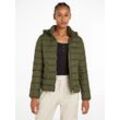 Steppjacke TOMMY JEANS "TJW BASIC HOODED JACKET" Gr. XS (34), grün (fatigue green) Damen Jacken mit Kapuze