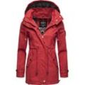 Outdoorjacke MARIKOO "Nyokoo", Damen, Gr. M (38), rot (cherryrot), Oberstoff: 100% Baumwolle; Futter: 100% Polyester; Wattierung: 100% Polyester; Ärmelfutter: 100% Polyester, modisch, tailliert Po-bedeckend, Jacken, modische Baumwoll Übergangsjacke mit großer Kapuze