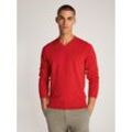 V-Ausschnitt-Pullover TOMMY HILFIGER "CLASSIC COTTON V NECK" Gr. M, rot (primary red xlg) Herren Pullover