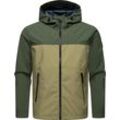 Softshelljacke RAGWEAR "Shellwie Block" Gr. L (52), grün (olivgrün) Herren Jacken wasserdichte Übergangsjacke mit großer Kapuze