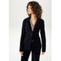 Jackenblazer ANISTON CASUAL, Damen, Gr. 36, blau (marine), Cord, Obermaterial: 67% Baumwolle, 28% Polyester, 5% Elasthan, unifarben, leicht glänzend, Strukturmuster, modisch, figurumspielend hüftlang, Langarm, Blazer, mit Reverskragen