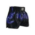 BAY-Sports Sporthose Muay Thai Kick Hose Shorts Thaiboxhose Thaiboxen MMA kurz Kickboxen (traditional und aufwendig verarbeitet, Laser Cut Serie) Laser Cut Serie, blau|schwarz