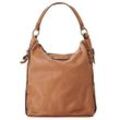 Umhängetasche CLUTY, Damen, Gr. B/H/T: 33cm x 30cm x 14cm onesize, braun (cognac), Leder, Strukturmuster, Taschen, echt Leder, Made in Italy