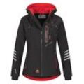 Softshelljacke ARCTIC SEVEN "ASNicolia" Gr. 4XL, rot (schwarz - rot) Damen Jacken funktionale Outdoorjacke mit abnehmbarer Kapuze