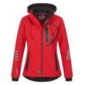 Softshelljacke ARCTIC SEVEN "ASNicolia" Gr. 5XL, rot (rot - schwarz) Damen Jacken funktionale Outdoorjacke mit abnehmbarer Kapuze