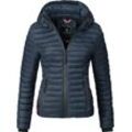 Steppjacke MARIKOO "Samtpfote" Gr. L (40), blau Damen Jacken Kurze ultraleichte Übergangsjacke mit Kapuze