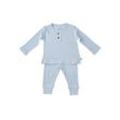 biorganic Pyjama Soft Modal Shirt & Hose Baby Set für Jungen und Mädchen Unisex (Pyjama-Set, 2 tlg., Langarmshirt + Hose) gerippte Textilstruktur, 50% Bio-Baumwolle 50% Modal Größe 62-80, blau