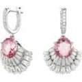 Paar Creolen SWAROVSKI "Idyllia Drop, Muschel, 5680295" Ohrringe Gr. Metall, rosa (metallfarben, kristallweiß, rosa, rosa) Damen mit Swarovski Kristall