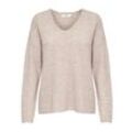 ONLY V-Pullover 'ONLCAMILLA V-NECK L/S PULLOVER KNT NOOS' Pumice Stone Melange, Unifarben, Beige - Gr. XS