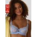 Balconnet-BH PETITE FLEUR Gr. 70, Cup D, blau (hellblau, weiß) Damen BHs aus edler, floraler Spitze, Dessous