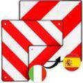 Warntafel für Spanien und Italien 2 in1 rot-weiß Alu Warnschild 50x50cm pkw